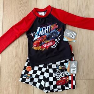 Disney Cars Lightning Speed Rashguard Swimsuit Set NWT